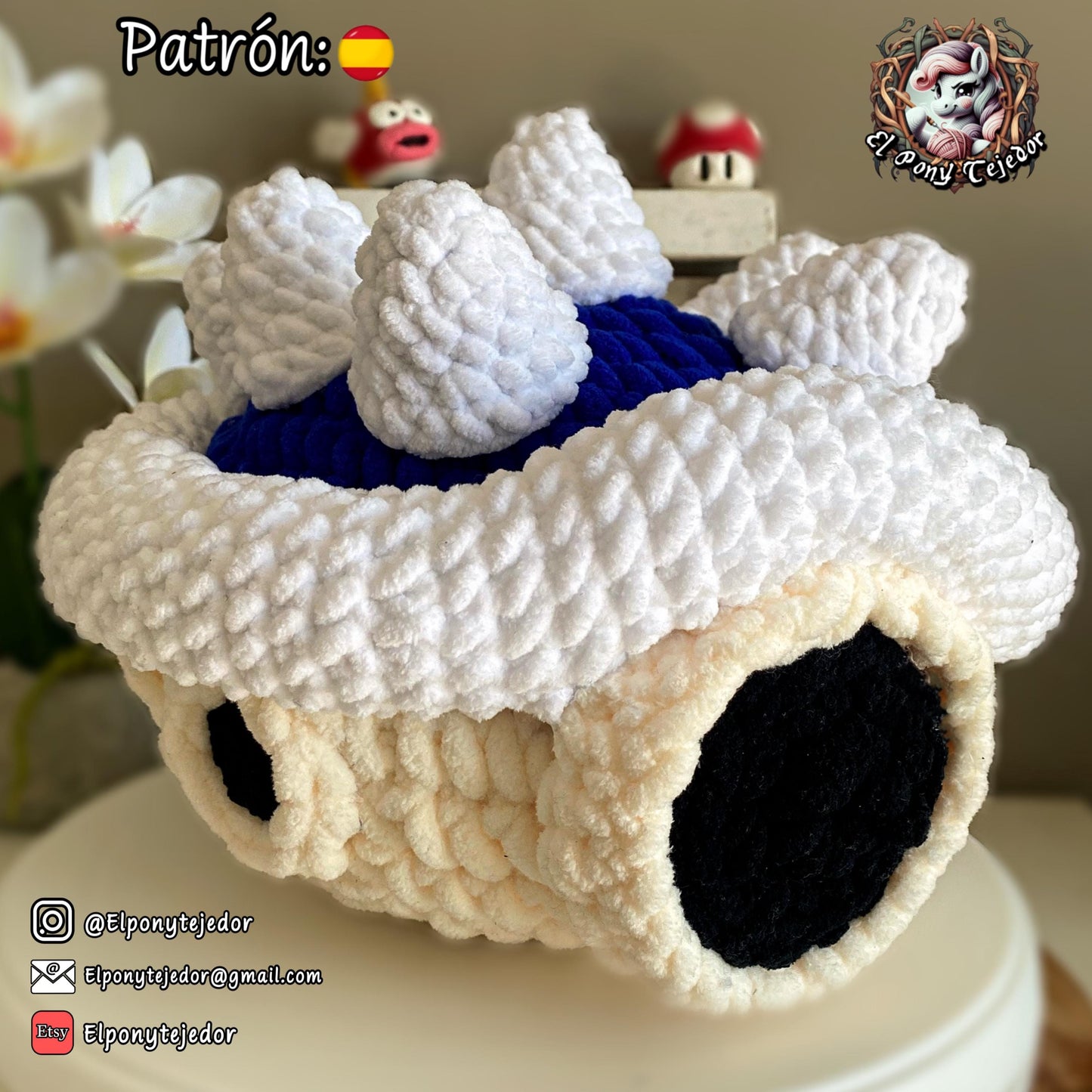 Handmade Koopa Shell amigurumi inspired by Nintendo’s Super Mario, a perfect pattern for fans of Mario, gaming nostalgia, and geek crochet collectibles.