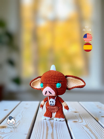 Amigurumi Bokoblin inspirado en The Legend of Zelda, muñeco tejido a crochet con estilo kawaii y detalles cuidados, patrón PDF ideal para fans de los videojuegos y el ganchillo. Handmade Bokoblin amigurumi inspired by The Legend of Zelda, cute and geek crochet pattern PDF perfect for video game fans and handmade plush lovers.