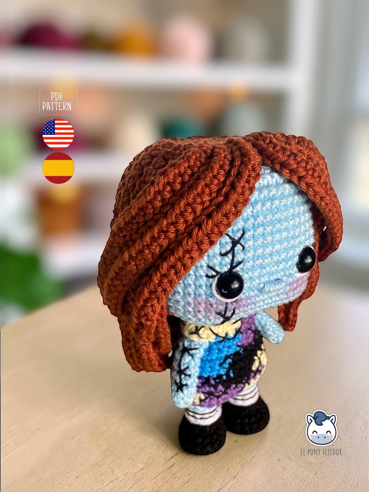 Amigurumi de Jack Skellington y Sally inspirado en Pesadilla antes de Navidad, un patrón de crochet PDF ideal para fans de Tim Burton y del estilo geek y Halloween.