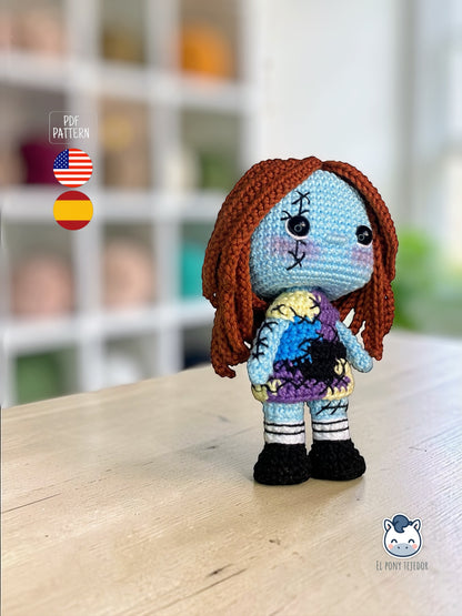 Amigurumi de Jack Skellington y Sally inspirado en Pesadilla antes de Navidad, un patrón de crochet PDF ideal para fans de Tim Burton y del estilo geek y Halloween.