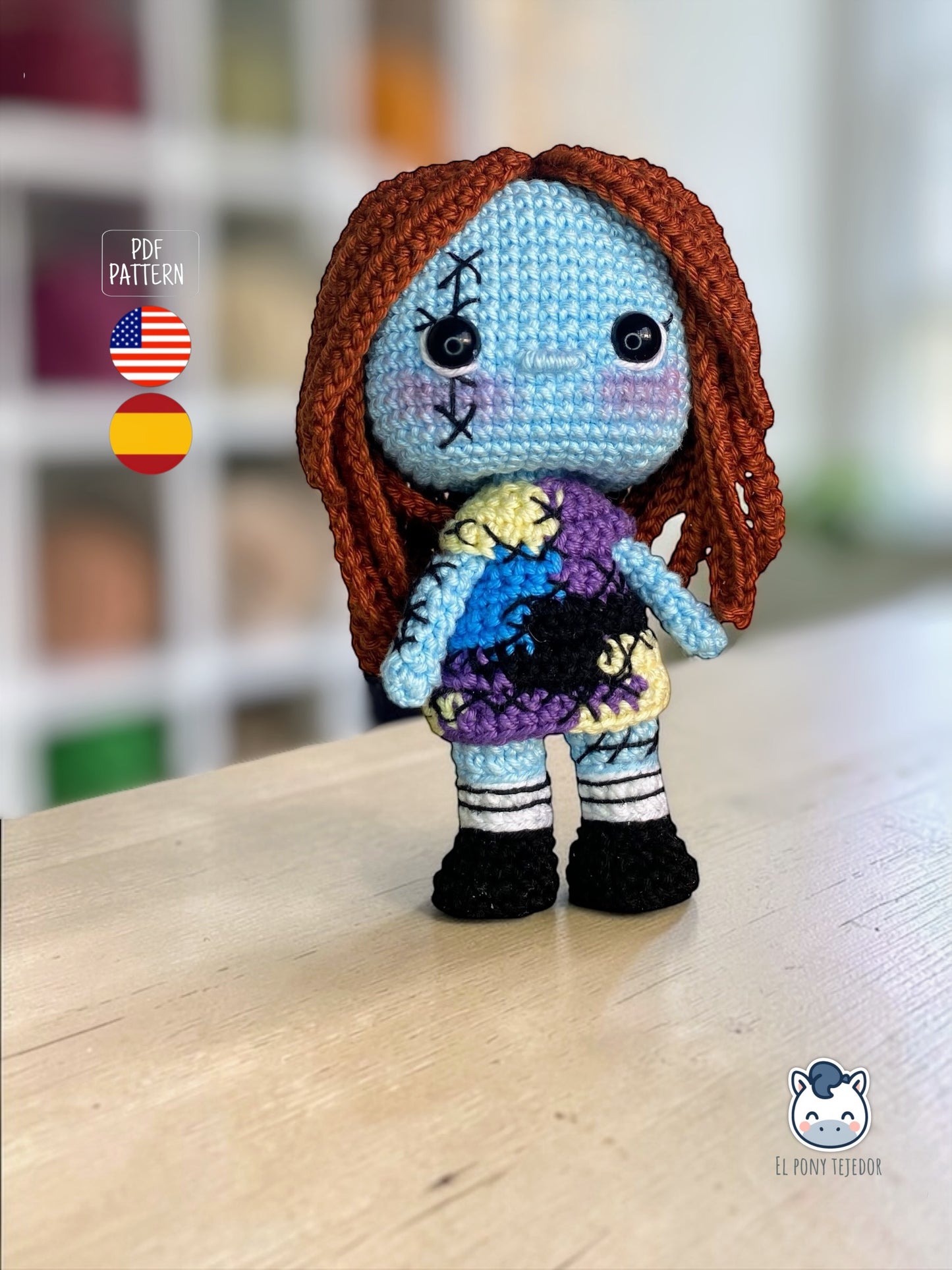 Amigurumi de Jack Skellington y Sally inspirado en Pesadilla antes de Navidad, un patrón de crochet PDF ideal para fans de Tim Burton y del estilo geek y Halloween.