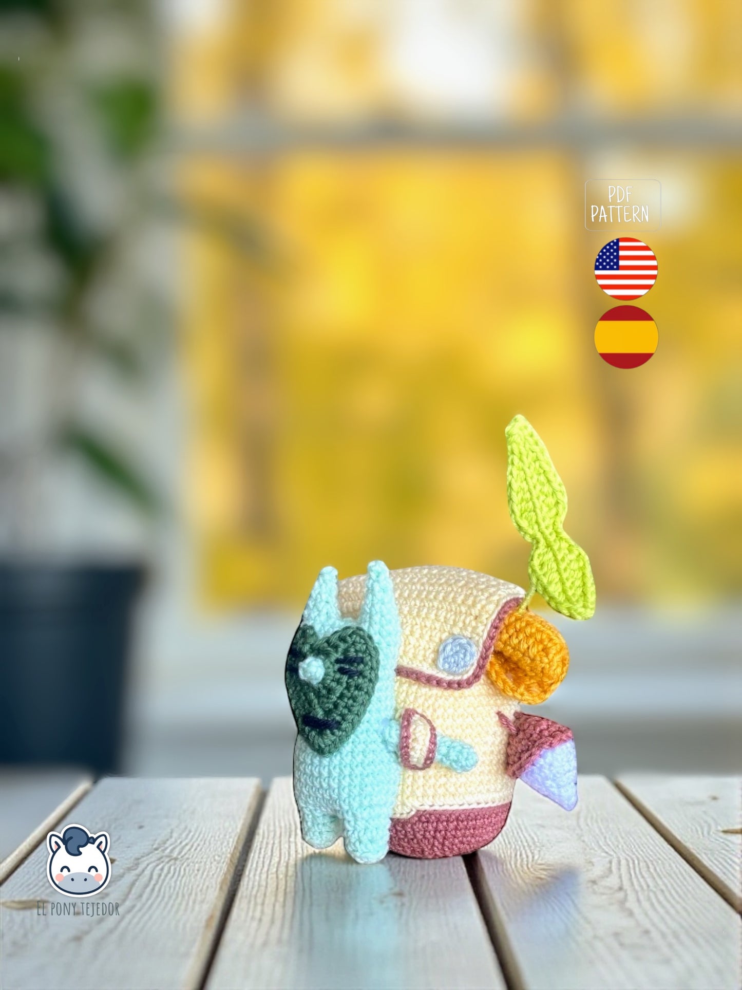 Handmade Korok amigurumi inspired by The Legend of Zelda, a cute and geeky crochet pattern PDF for video game fans and kawaii amigurumi lovers | Amigurumi Korok tejido a mano inspirado en The Legend of Zelda, patrón de ganchillo PDF ideal para fans de los videojuegos y del crochet kawaii