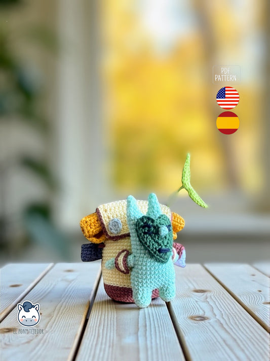 Handmade Korok amigurumi inspired by The Legend of Zelda, a cute and geeky crochet pattern PDF for video game fans and kawaii amigurumi lovers | Amigurumi Korok tejido a mano inspirado en The Legend of Zelda, patrón de ganchillo PDF ideal para fans de los videojuegos y del crochet kawaii