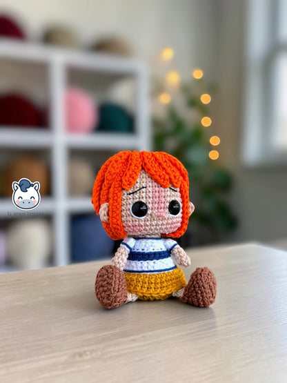 Colección de amigurumis de los Piratas del Sombrero de Paja de One Piece con Luffy, Zoro, Sanji, Nami, Usopp y Chopper. Patrón de crochet inspirado en el famoso anime y manga, perfecto para coleccionistas, fans del anime y amantes de los muñecos estilo Funko.