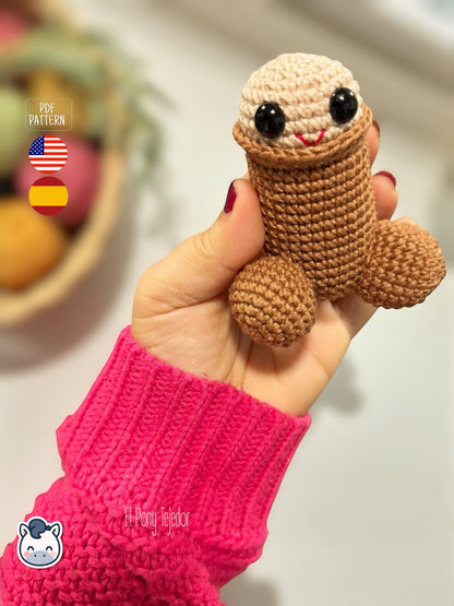 Handmade kawaii penis amigurumi crochet, a cute and funny handmade plush, perfect as a crochet pattern PDF for original gifts and humorous handmade projects.