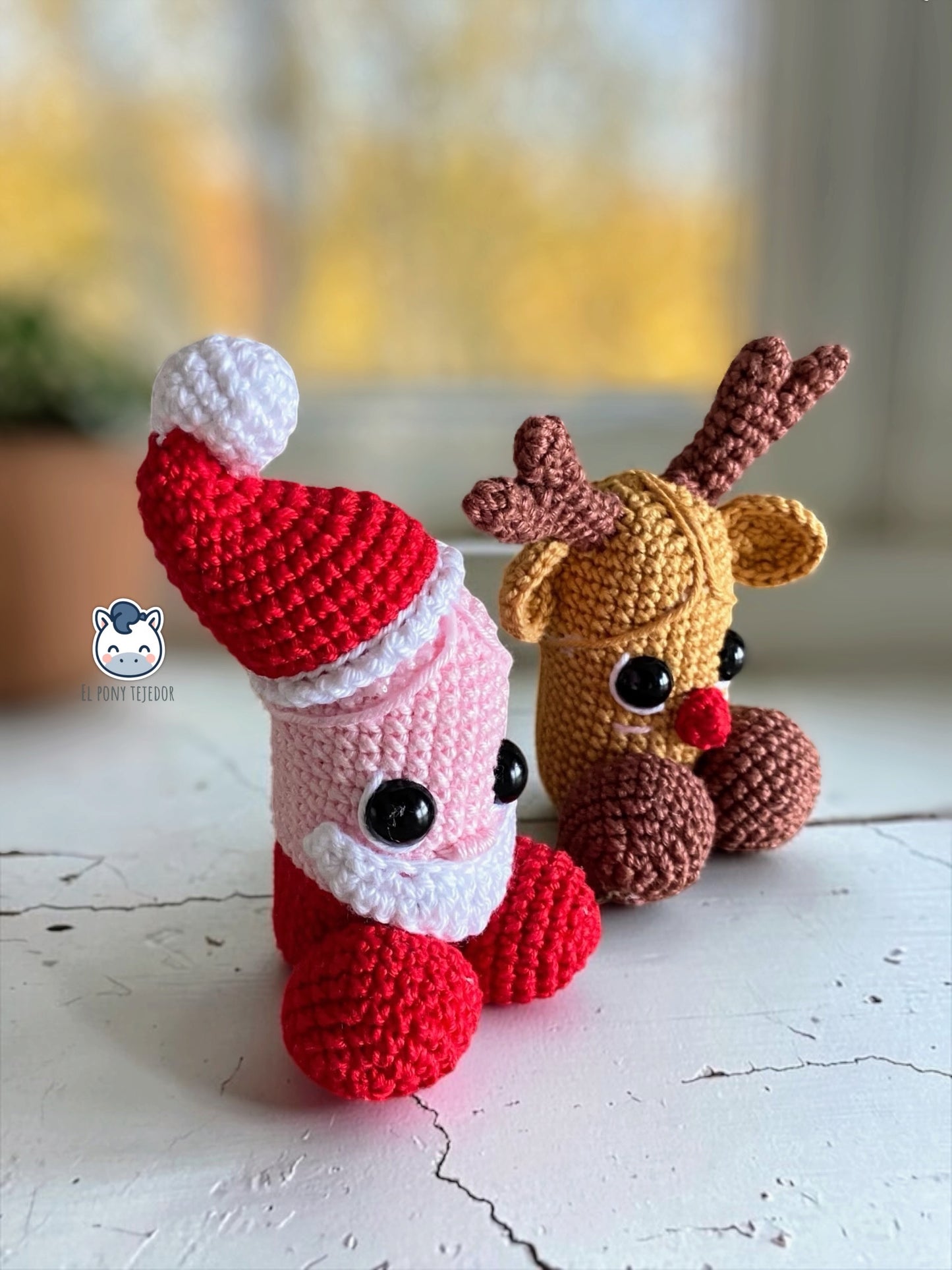 Patrón de crochet de penes navideños amigurumi con un pene de Papá Noel y un pene de reno, un divertido patrón PDF perfecto para regalos de Navidad, amigo invisible y decoración del árbol.