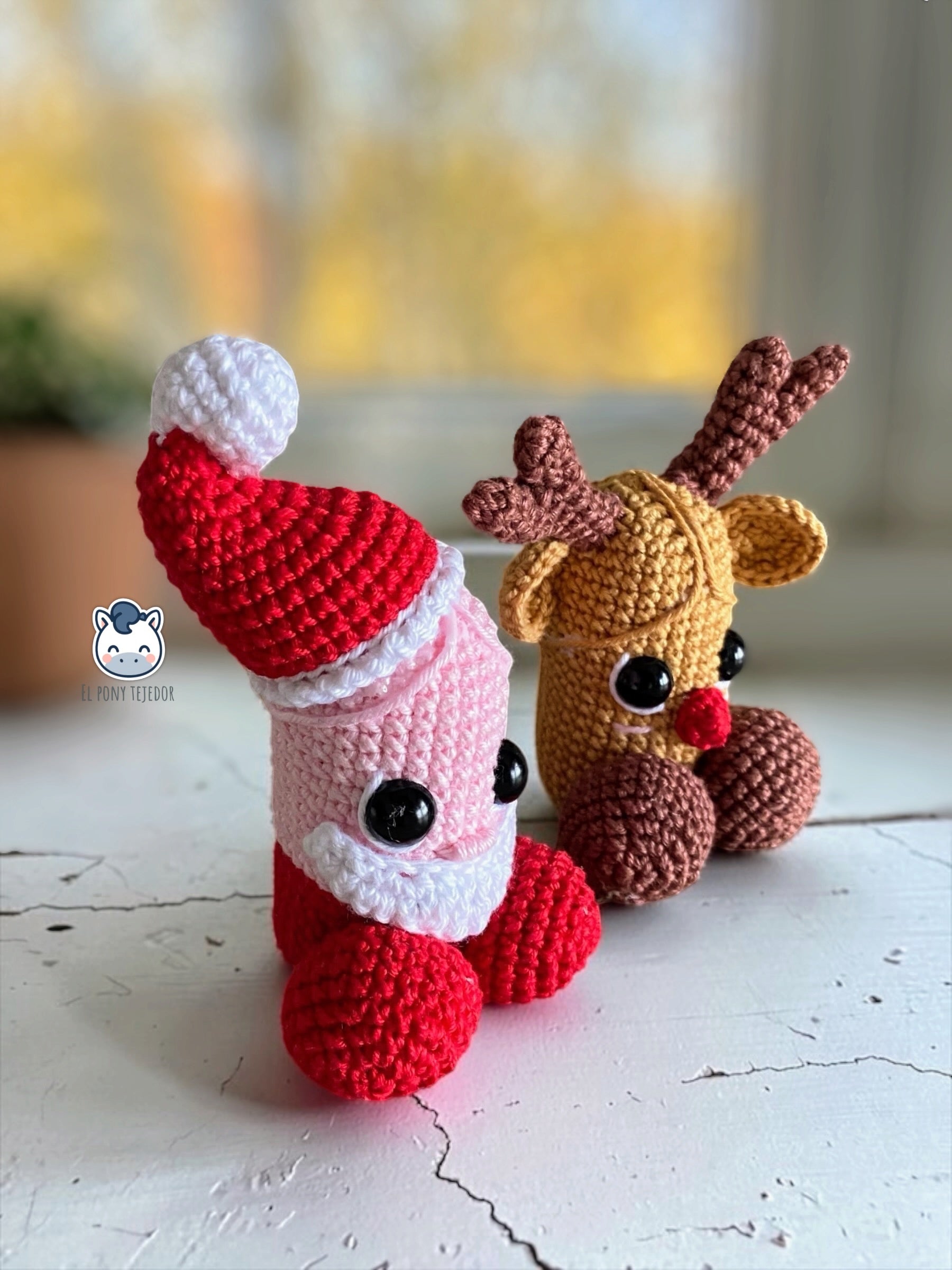 Patrón de crochet de penes navideños amigurumi con un pene de Papá Noel y un pene de reno, un divertido patrón PDF perfecto para regalos de Navidad, amigo invisible y decoración del árbol.