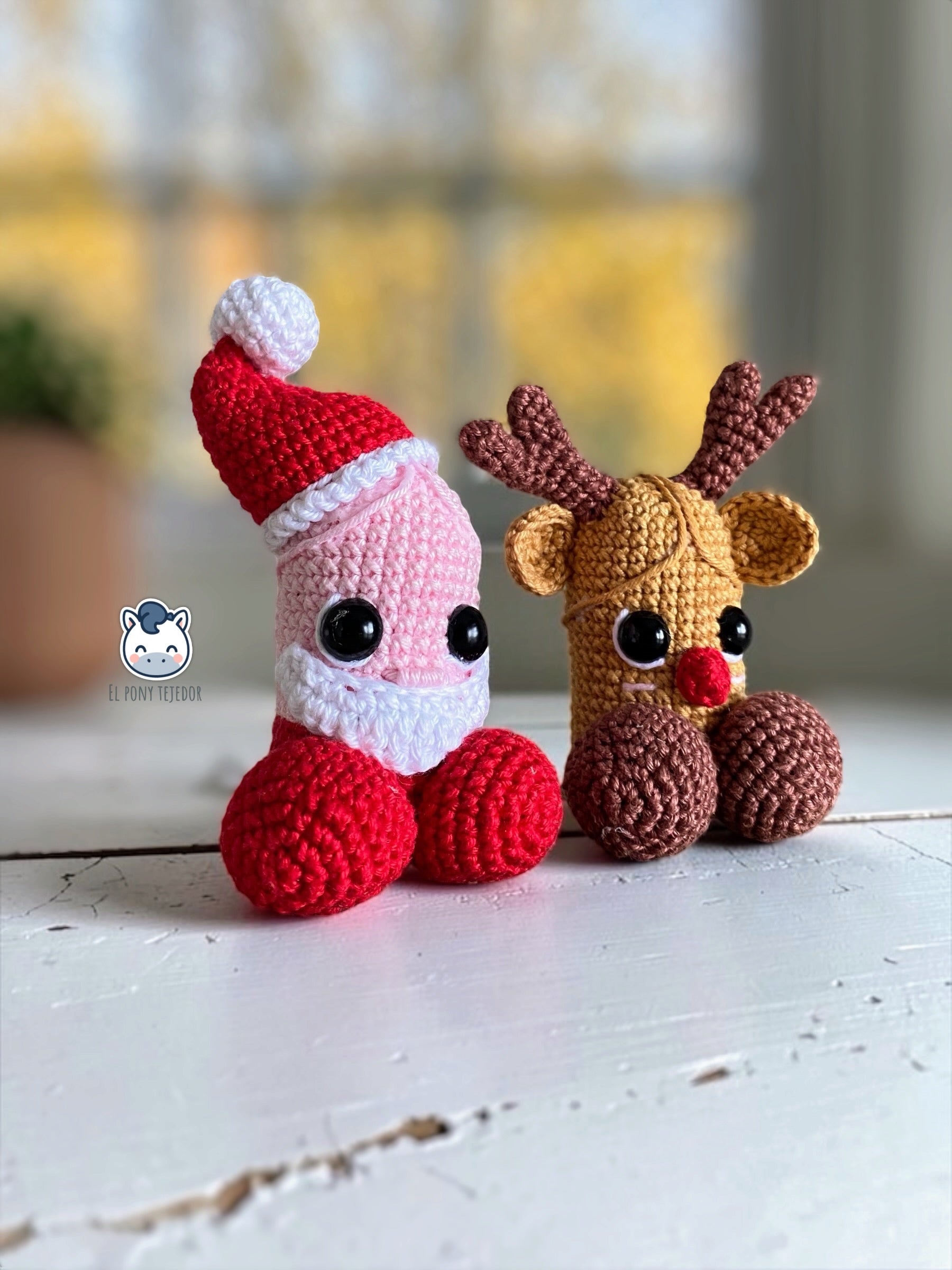 Patrón de crochet de penes navideños amigurumi con un pene de Papá Noel y un pene de reno, un divertido patrón PDF perfecto para regalos de Navidad, amigo invisible y decoración del árbol.
