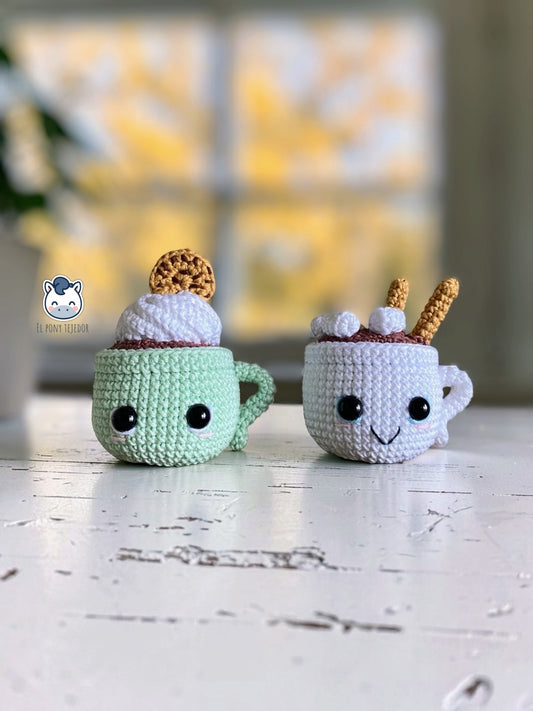 Hot Chocolate Mugs - Christmas Ornament - Handmade Amigurumi