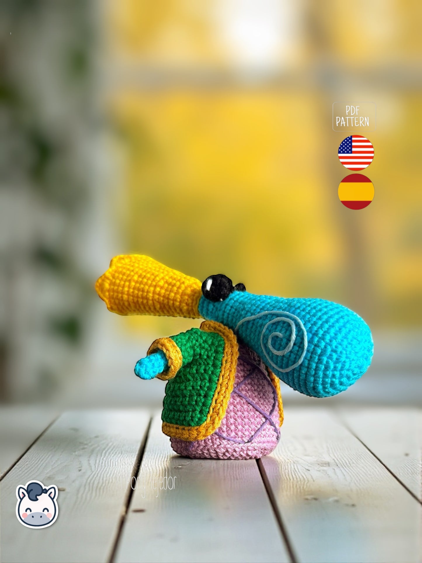 Amigurumi Rayman Diminuto (Teensies) tejido a mano, inspirado en el videojuego Rayman, patrón de crochet mini y colorido para fans gamers y geek.