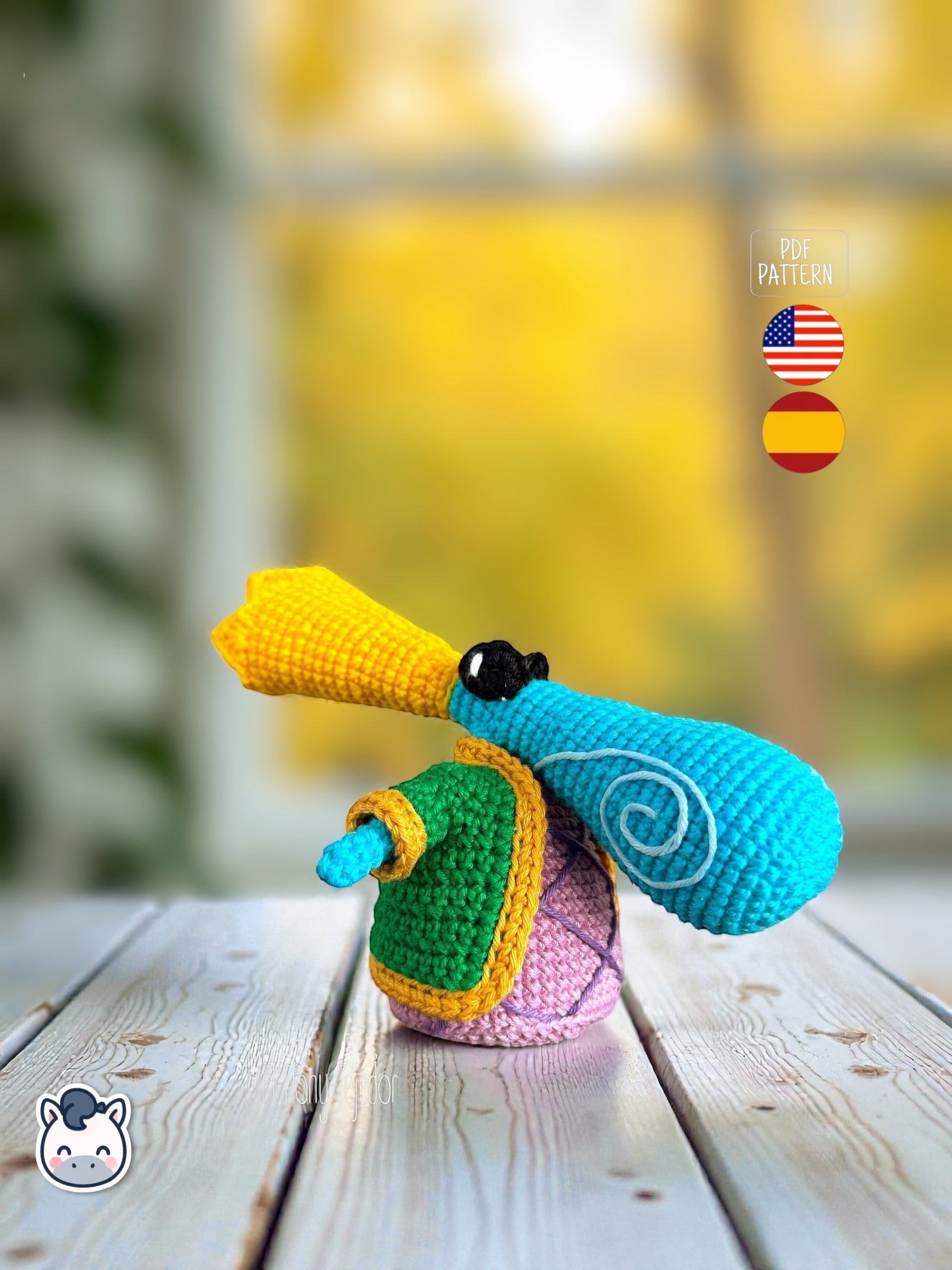 Amigurumi Rayman Diminuto (Teensies) tejido a mano, inspirado en el videojuego Rayman, patrón de crochet mini y colorido para fans gamers y geek.